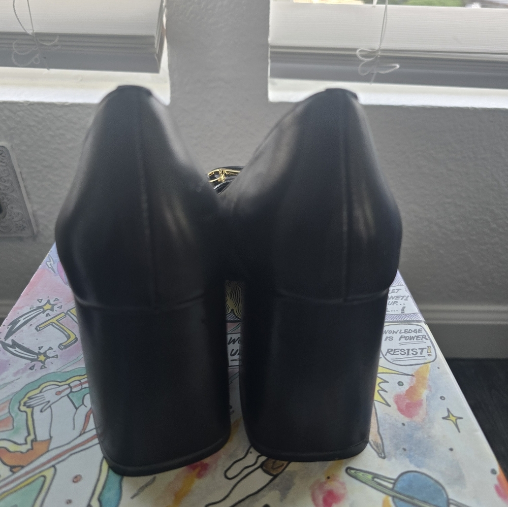 Jeffrey Campbell Black and Gold Heels with Chunky Design Size 8 Nwt - Picture 3 of 6